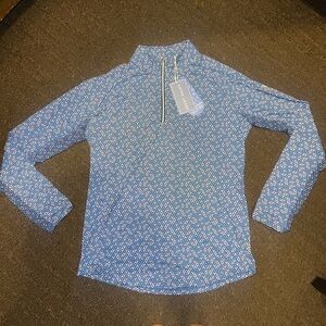 Sport Haley Lightweight Sun Shirt Zip Cooling Blue Patterned Golf Top Small NWT